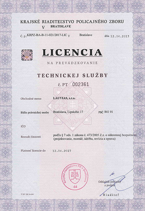 Licencia TECHNICKEJ SLUŽBY