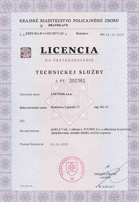 Licencia TECHNICKEJ SLUŽBY